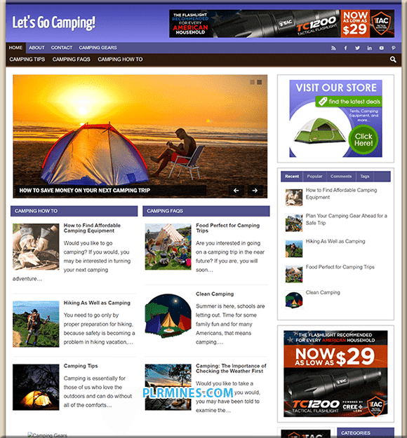 Camping Dicas PLR Website