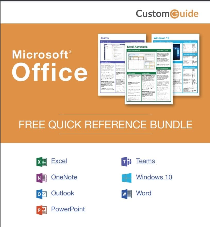 Pacote de Cartões de Referência do Microsoft Office 2019 - Grátis
