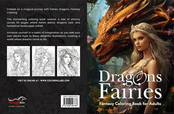 Dragões e Fadas Fantasia Livro Colorir