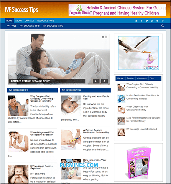 Blog PLR de Nicho de Dicas para o Sucesso da FIV