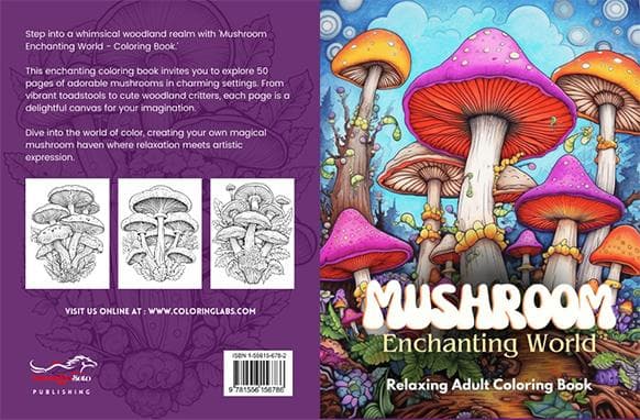Livro de Colorir para Adultos Mundo Encantado dos Cogumelos