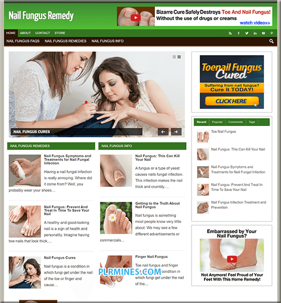 Blog WordPress PLR sobre Fungos nas Unhas