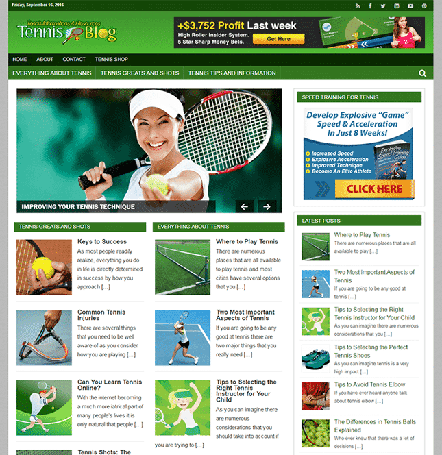 Jogue Tennis PLR Blog