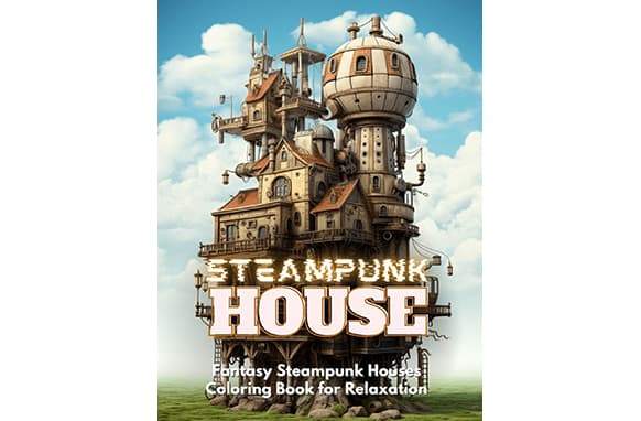Steampunk House Livro de colorir para adultos