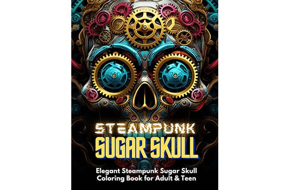 Steampunk açúcar crânio adulto colorir livro