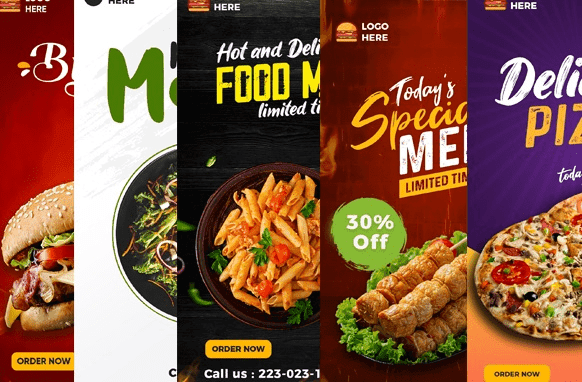 Modelos de anúncios verticais de alimentos